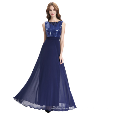 Starzz ärmellose Pailletten Chiffon tief V zurück Ballkleid Abend Abendkleid ST000073-1